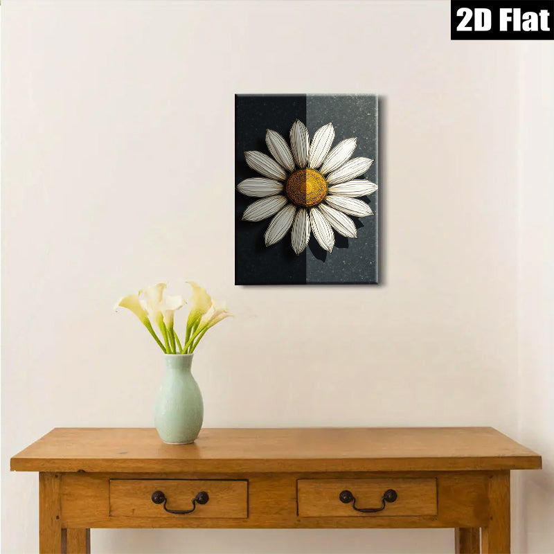 2D flat 1pc Blooming White Daisy Floral Wall Art Canvas Prints for Living Room Bedroom Bathroom Home Decor Modern Farmhouse Style Gallery Wrapped Timeless Art