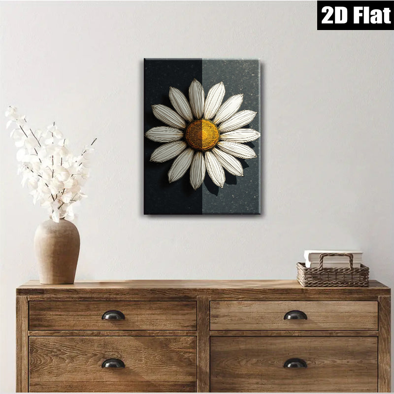2D flat 1pc Blooming White Daisy Floral Wall Art Canvas Prints for Living Room Bedroom Bathroom Home Decor Modern Farmhouse Style Gallery Wrapped Timeless Art