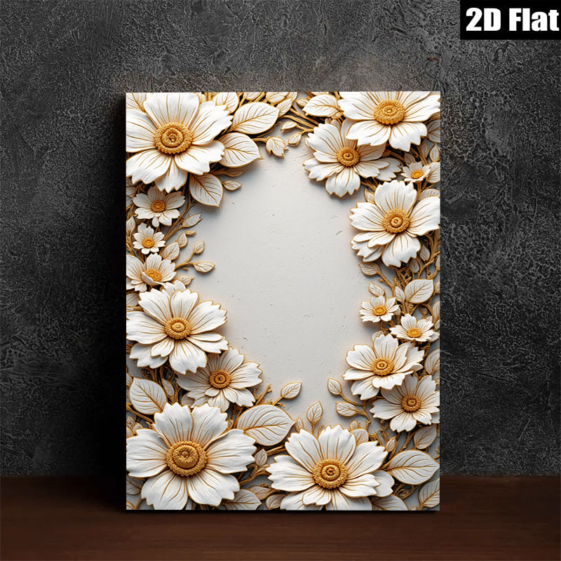 2D flat 1pc Blooming White Floral Wall Art Decor for Living Room Bedroom Gallery Wrapped Canvas Modern Farmhouse Style Cozy Home Decor