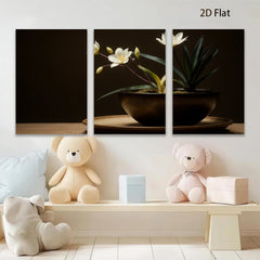 2D flat 1pc Blooming White Lilies Pottery Still Life Botanical Wall Art Farmhouse Decor Living Room Bedroom Modern Canvas Prints