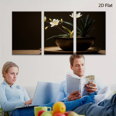 2D flat 1pc Blooming White Lilies Pottery Still Life Botanical Wall Art Farmhouse Decor Living Room Bedroom Modern Canvas Prints