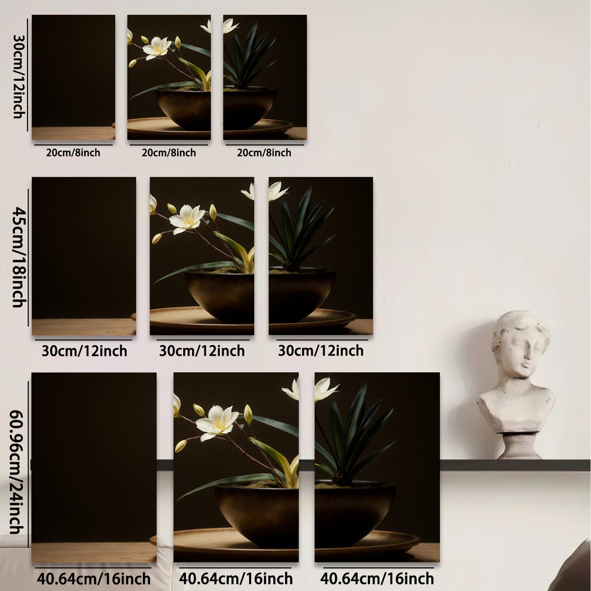 2D flat 1pc Blooming White Lilies Pottery Still Life Botanical Wall Art Farmhouse Decor Living Room Bedroom Modern Canvas Prints