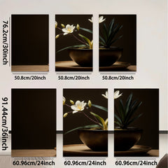 2D flat 1pc Blooming White Lilies Pottery Still Life Botanical Wall Art Farmhouse Decor Living Room Bedroom Modern Canvas Prints