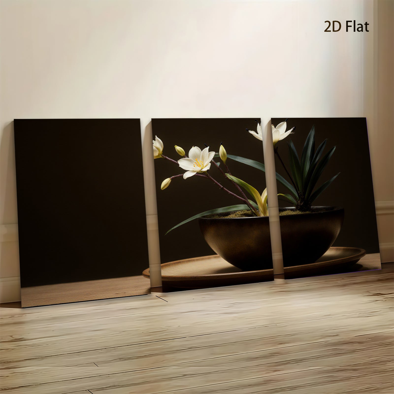 2D flat 1pc Blooming White Lilies Pottery Still Life Botanical Wall Art Farmhouse Decor Living Room Bedroom Modern Canvas Prints