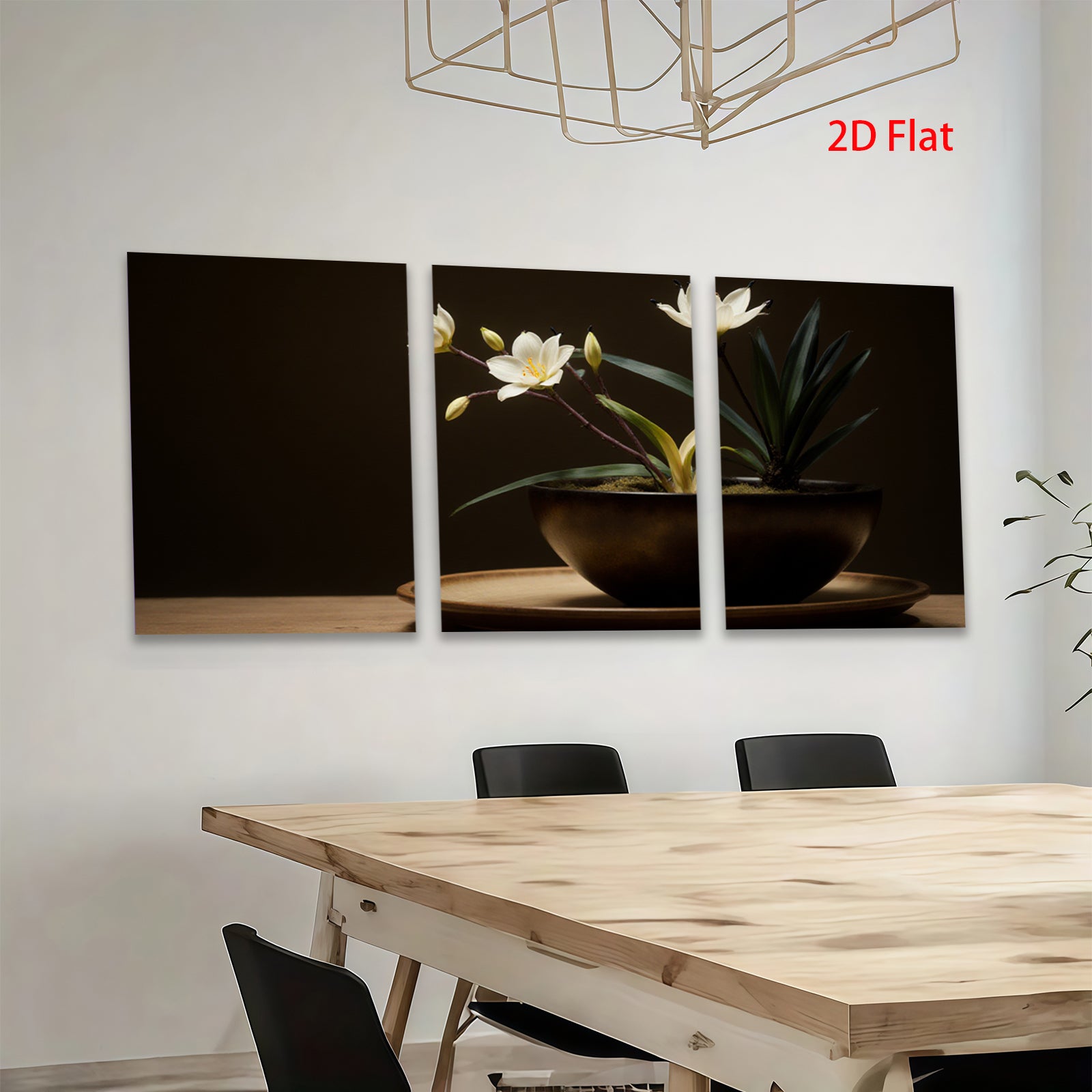 2D flat 1pc Blooming White Lilies Pottery Still Life Botanical Wall Art Farmhouse Decor Living Room Bedroom Modern Canvas Prints