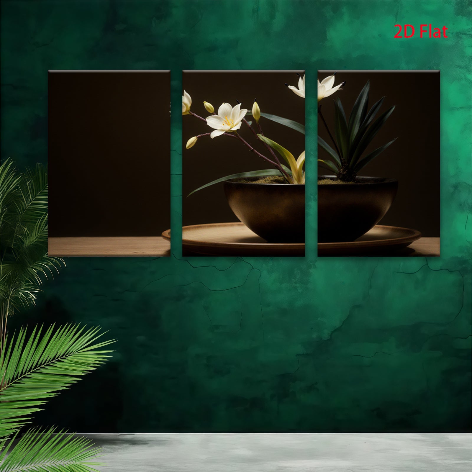 2D flat 1pc Blooming White Lilies Pottery Still Life Botanical Wall Art Farmhouse Decor Living Room Bedroom Modern Canvas Prints
