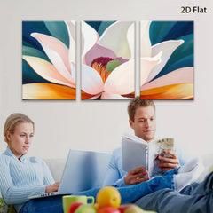 2D flat 1pc Blooming White Lotus Floral Wall Art Canvas Prints for Living Room Bedroom Home Decor Gallery Wrapped Ready to Hang Modern Farmhouse Style