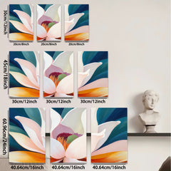 2D flat 1pc Blooming White Lotus Floral Wall Art Canvas Prints for Living Room Bedroom Home Decor Gallery Wrapped Ready to Hang Modern Farmhouse Style