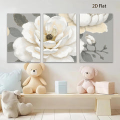 2D flat 1pc Blooming White Magnolia Floral Wall Art Canvas Picture for Living Room Bedroom Home Decor Farmhouse Style Modern Gallery Wrapped Ready to Hang