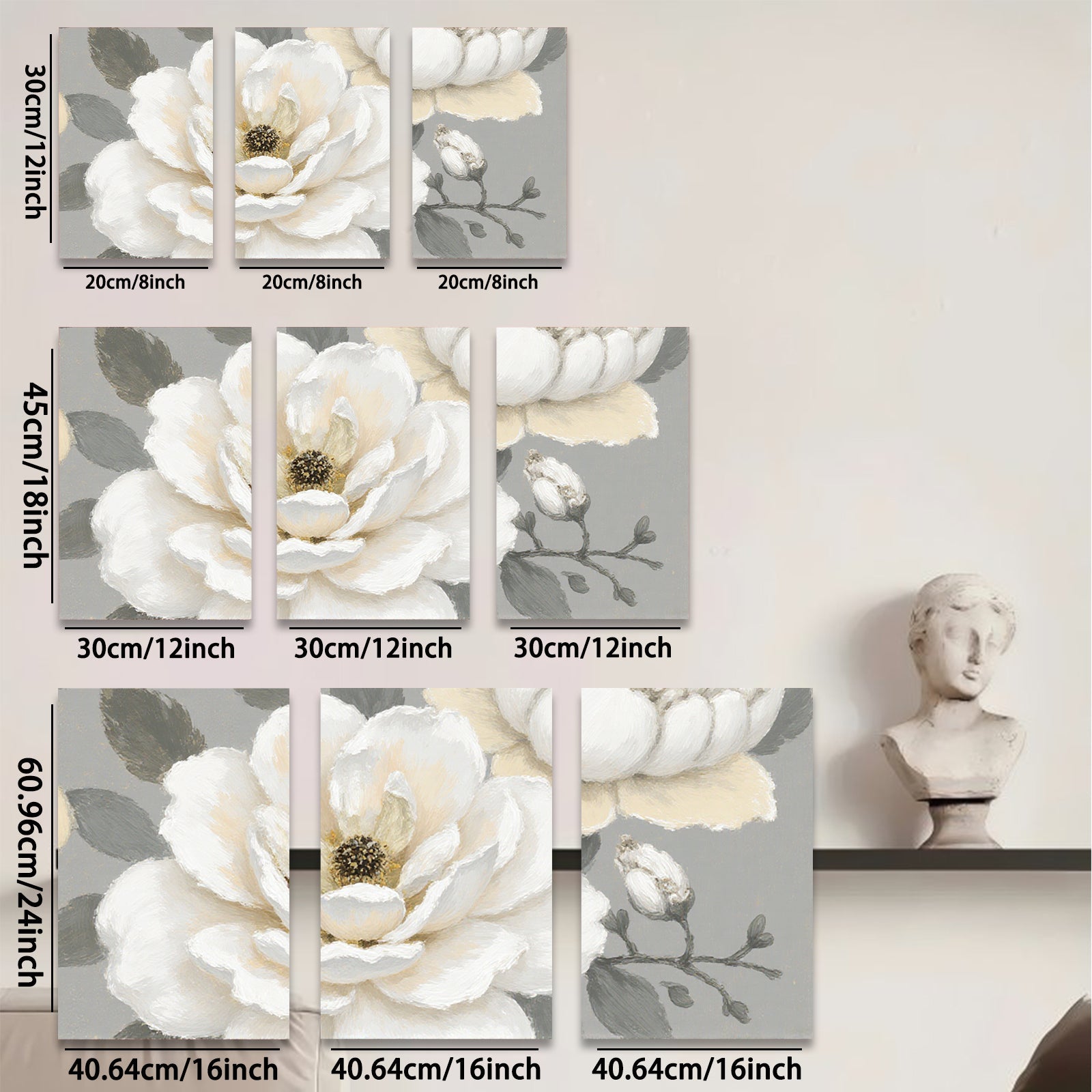 2D flat 1pc Blooming White Magnolia Floral Wall Art Canvas Picture for Living Room Bedroom Home Decor Farmhouse Style Modern Gallery Wrapped Ready to Hang