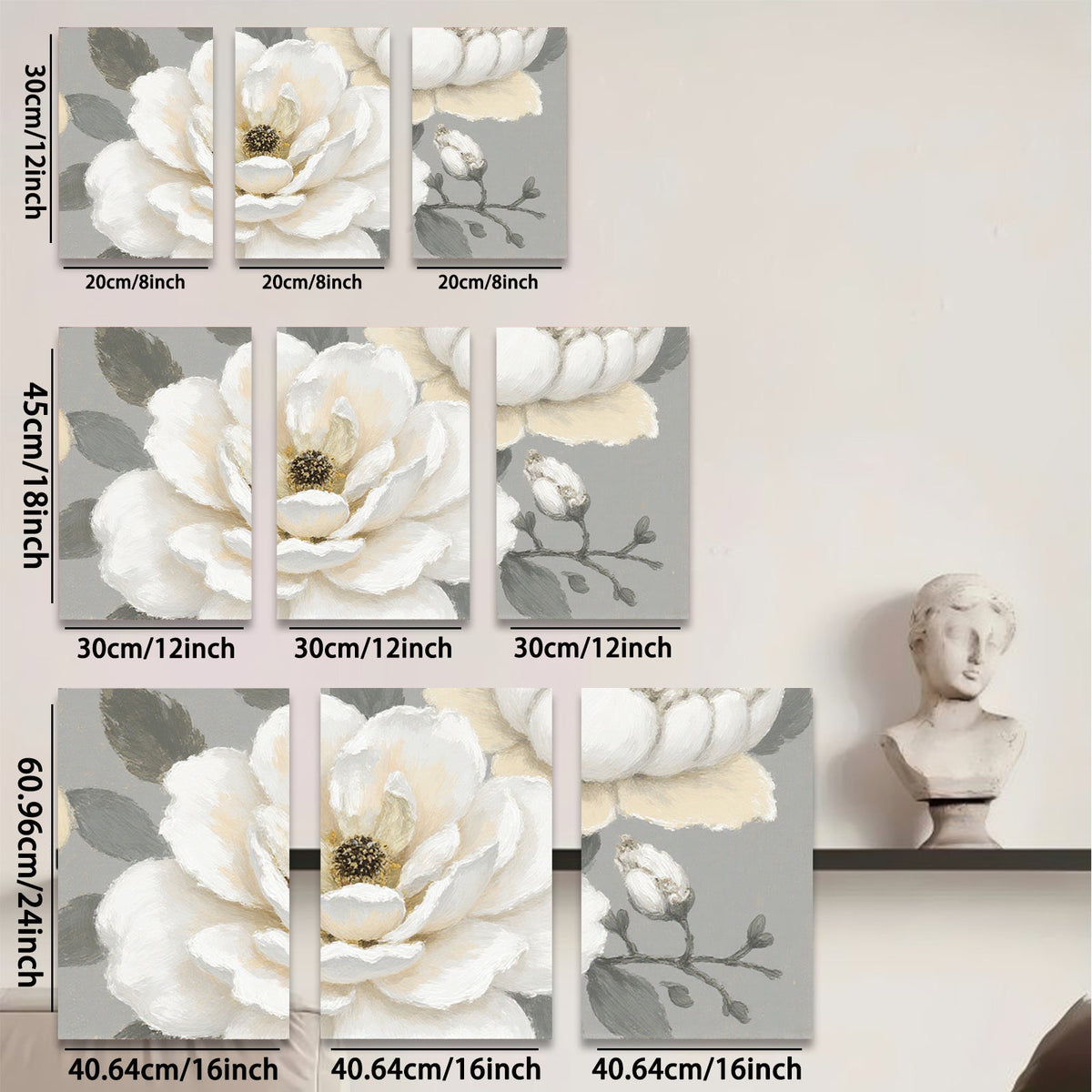 2D flat 1pc Blooming White Magnolia Floral Wall Art Canvas Picture for Living Room Bedroom Home Decor Farmhouse Style Modern Gallery Wrapped Ready to Hang