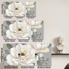2D flat 1pc Blooming White Magnolia Floral Wall Art Canvas Picture for Living Room Bedroom Home Decor Farmhouse Style Modern Gallery Wrapped Ready to Hang