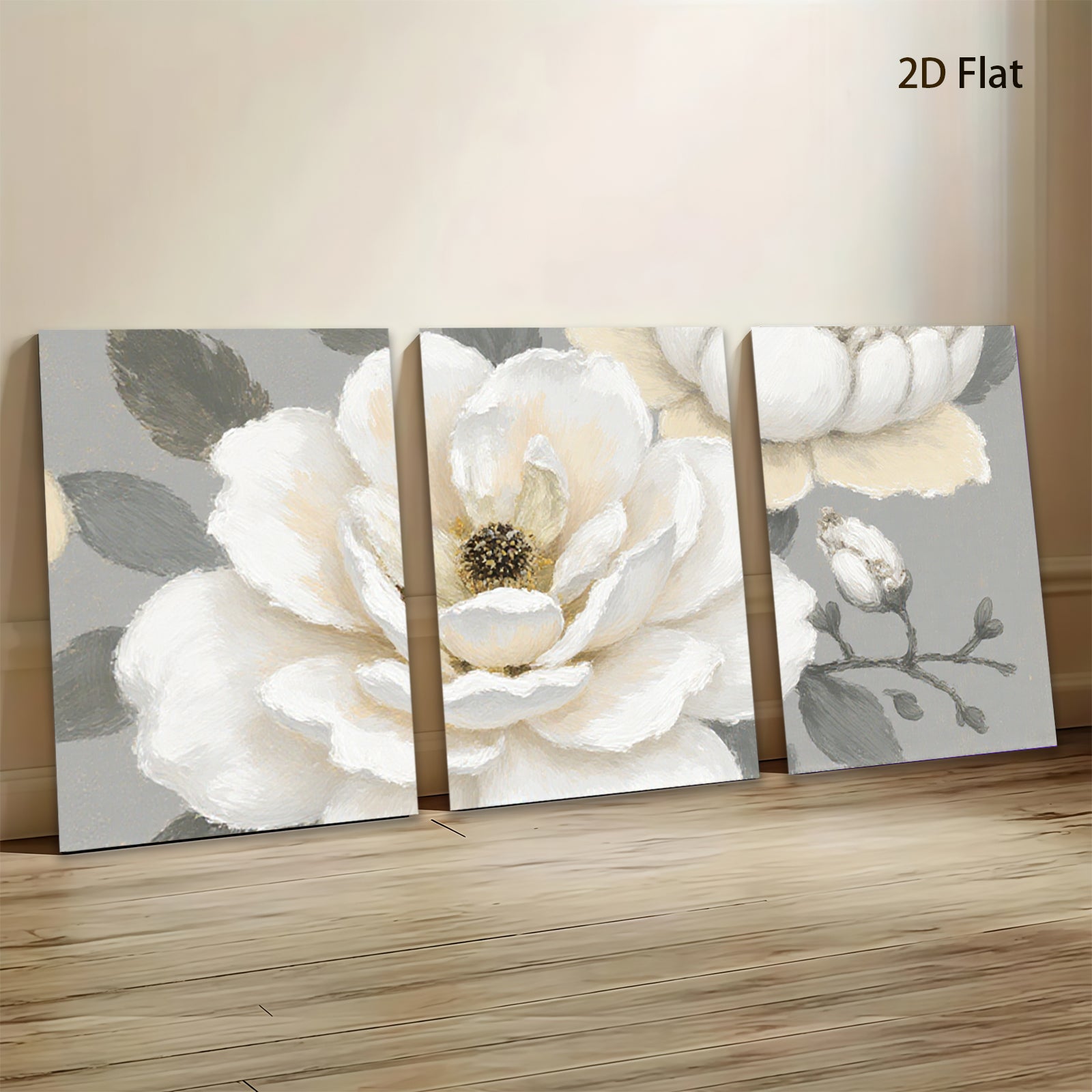 2D flat 1pc Blooming White Magnolia Floral Wall Art Canvas Picture for Living Room Bedroom Home Decor Farmhouse Style Modern Gallery Wrapped Ready to Hang