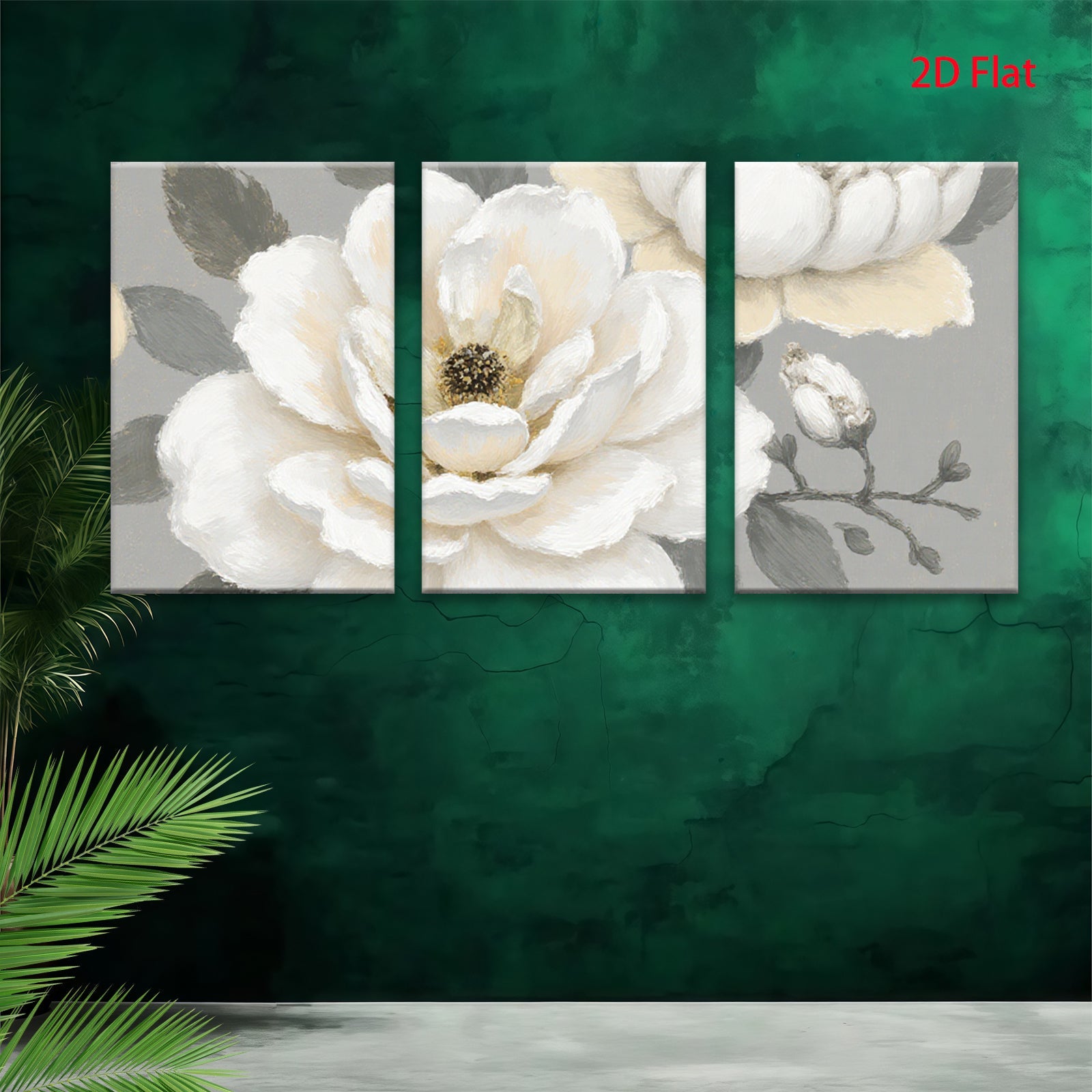 2D flat 1pc Blooming White Magnolia Floral Wall Art Canvas Picture for Living Room Bedroom Home Decor Farmhouse Style Modern Gallery Wrapped Ready to Hang