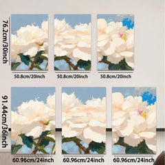 2D flat 1pc Blooming White Peonies Floral Wall Art Living Room Bedroom Home Decor Modern Farmhouse Style Canvas Prints Ready to Hang Gallery Wrapped