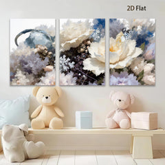 2D flat 1pc Blooming White Peonies Floral Wall Art Living Room Bedroom Home Decor Modern Farmhouse Style Gallery Wrapped Canvas Prints Ready to Hang