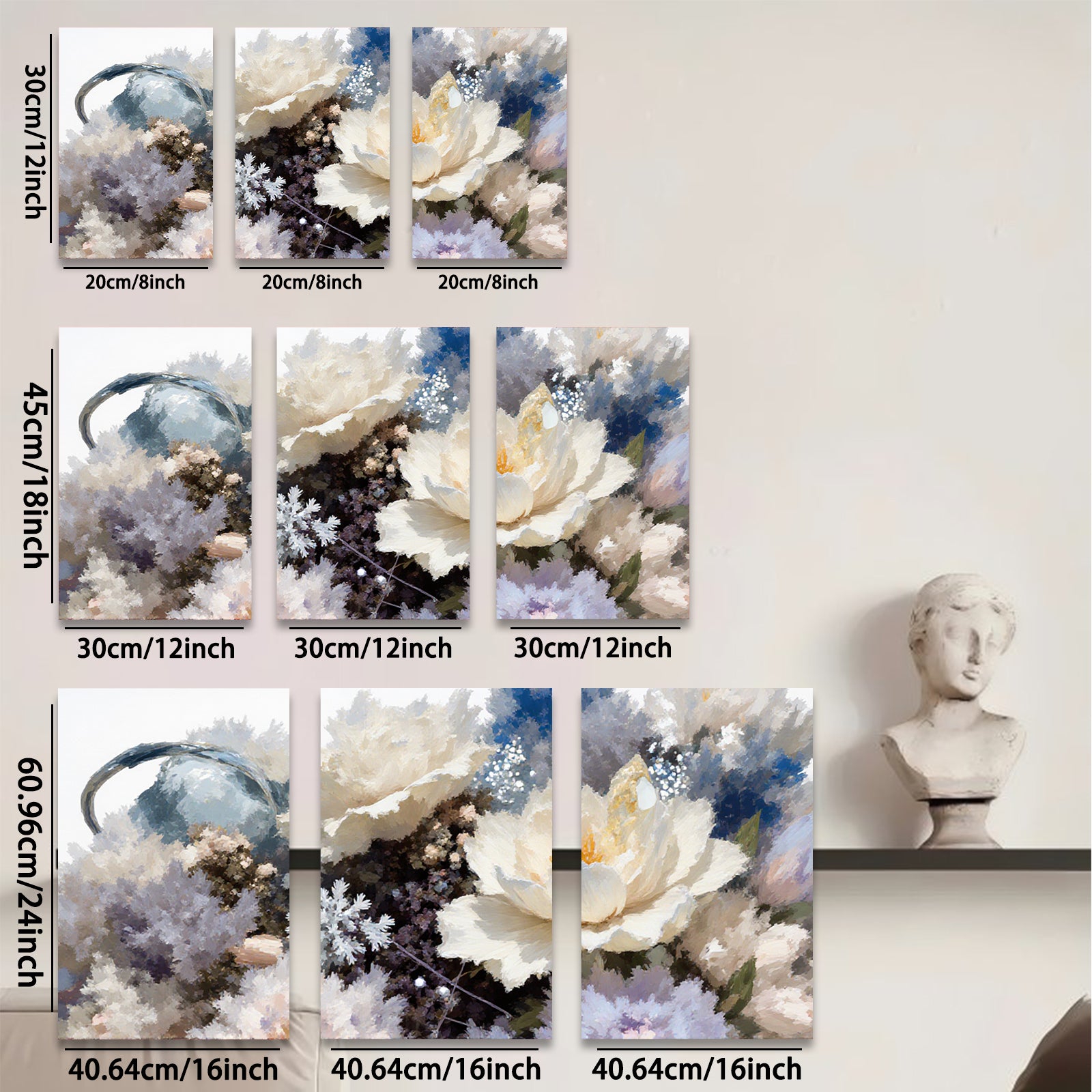 2D flat 1pc Blooming White Peonies Floral Wall Art Living Room Bedroom Home Decor Modern Farmhouse Style Gallery Wrapped Canvas Prints Ready to Hang