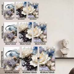 2D flat 1pc Blooming White Peonies Floral Wall Art Living Room Bedroom Home Decor Modern Farmhouse Style Gallery Wrapped Canvas Prints Ready to Hang