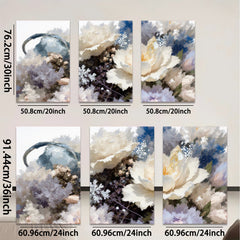 2D flat 1pc Blooming White Peonies Floral Wall Art Living Room Bedroom Home Decor Modern Farmhouse Style Gallery Wrapped Canvas Prints Ready to Hang