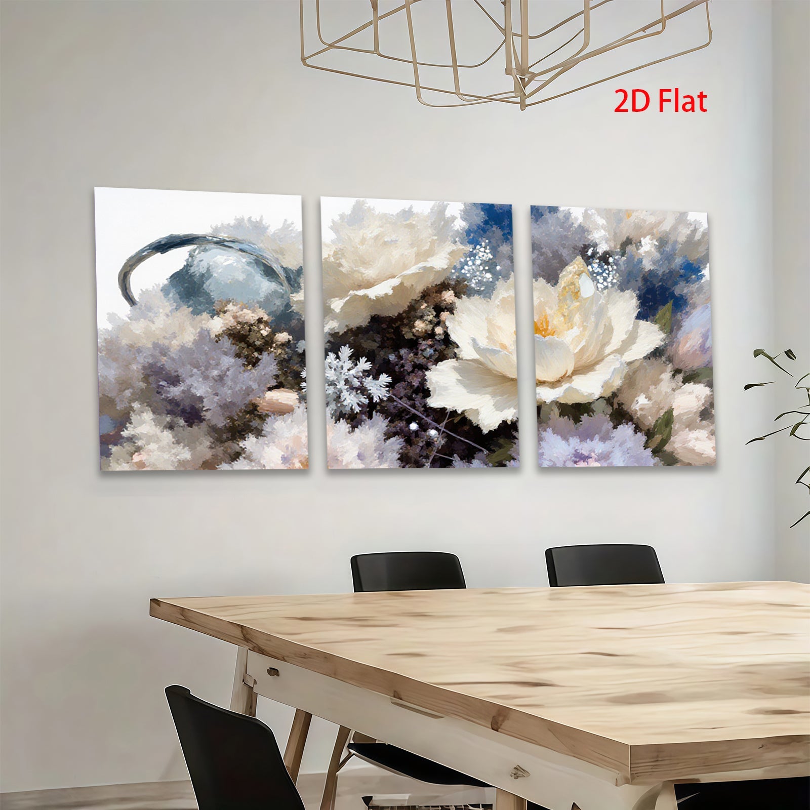 2D flat 1pc Blooming White Peonies Floral Wall Art Living Room Bedroom Home Decor Modern Farmhouse Style Gallery Wrapped Canvas Prints Ready to Hang