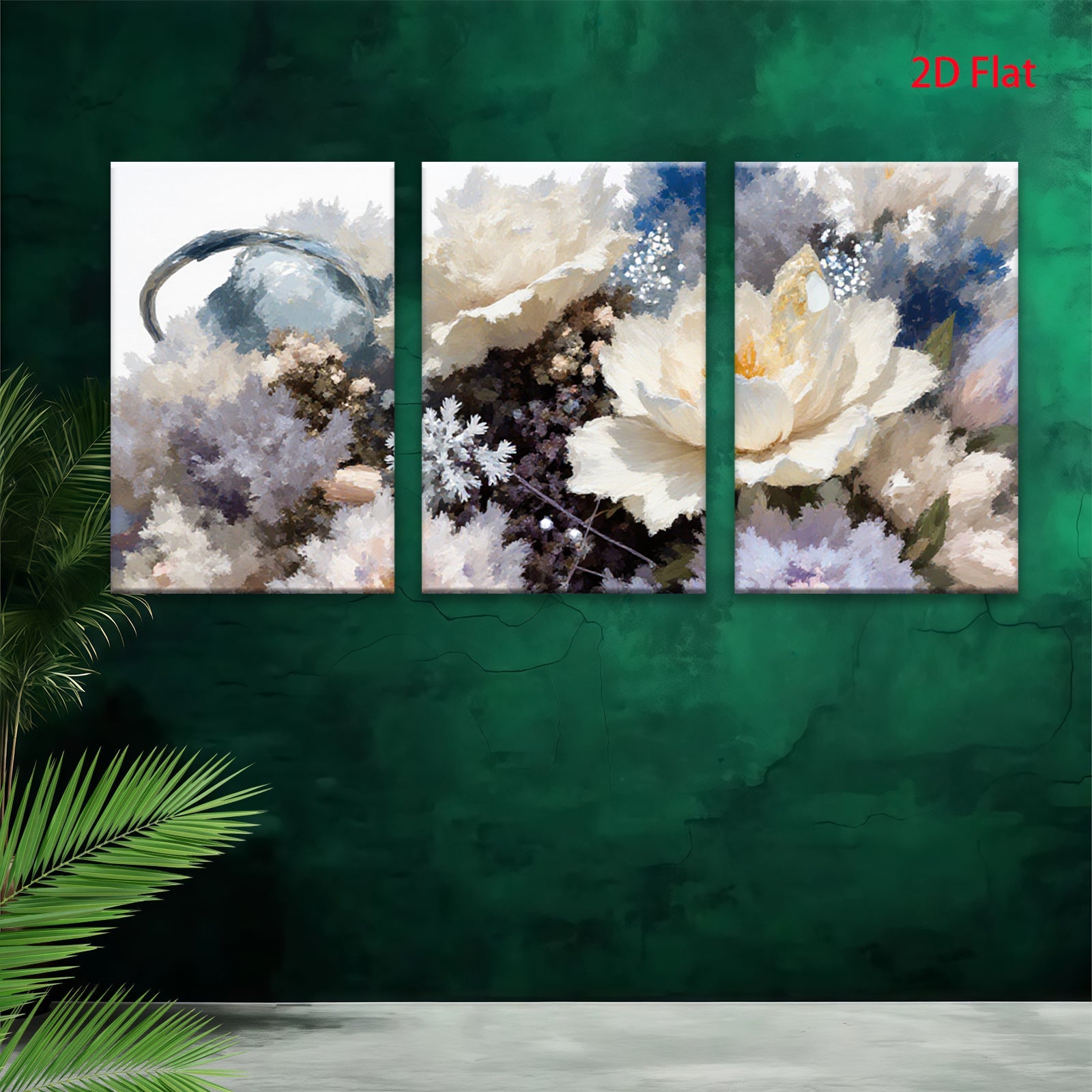 2D flat 1pc Blooming White Peonies Floral Wall Art Living Room Bedroom Home Decor Modern Farmhouse Style Gallery Wrapped Canvas Prints Ready to Hang