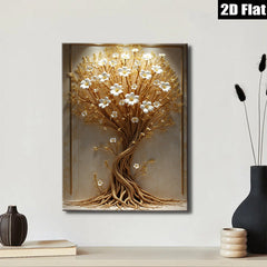 2D flat 1pc Blooming White Tree Wall Art Decor for Living Room Bedroom Modern Farmhouse Aesthetic Gallery Wrapped Canvas Prints Home Decor Stylish Artwork