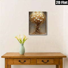 2D flat 1pc Blooming White Tree Wall Art Decor for Living Room Bedroom Modern Farmhouse Aesthetic Gallery Wrapped Canvas Prints Home Decor Stylish Artwork