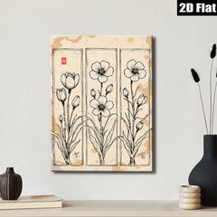 2D flat 1pc Blooming Wildflower Botanical Wall Art Prints Farmhouse Decor Living Room Bedroom Office Gallery Wrapped Canvas Prints Modern Minimalist Art