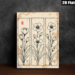 2D flat 1pc Blooming Wildflower Botanical Wall Art Prints Farmhouse Decor Living Room Bedroom Office Gallery Wrapped Canvas Prints Modern Minimalist Art