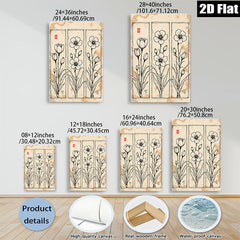 2D flat 1pc Blooming Wildflower Botanical Wall Art Prints Farmhouse Decor Living Room Bedroom Office Gallery Wrapped Canvas Prints Modern Minimalist Art