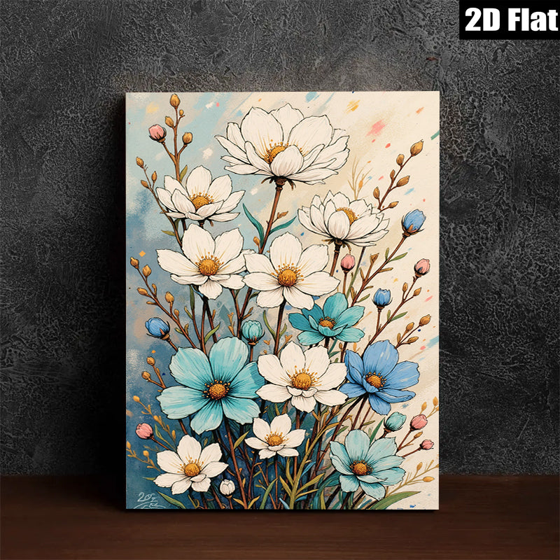 2D flat 1pc Blooming Wildflowers Botanical Wall Art for Living Room Bedroom Home Decor Farmhouse Style Canvas Prints Modern Aesthetic Gallery Wrapped Timeless