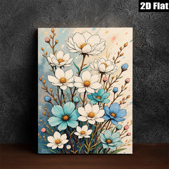 2D flat 1pc Blooming Wildflowers Botanical Wall Art for Living Room Bedroom Home Decor Farmhouse Style Canvas Prints Modern Aesthetic Gallery Wrapped Timeless