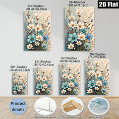 2D flat 1pc Blooming Wildflowers Botanical Wall Art for Living Room Bedroom Home Decor Farmhouse Style Canvas Prints Modern Aesthetic Gallery Wrapped Timeless