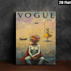 2D flat 1pc Blooming Woman with Floral Head Abstract Canvas Wall Art for Living Room Bedroom Home Decor Modern Farmhouse Style Gallery Wrapped Prints