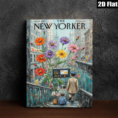 2D flat 1pc Blooming staircase city street whimsical art for living room bedroom gallery wall décor modern farmhouse style