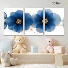 2D flat 1pc Blue Botanical Floral Wall Art Modern Farmhouse Decor Living Room Bedroom Canvas Prints Gallery Wrapped Timeless Artistic