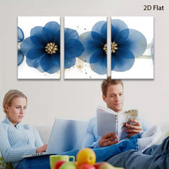 2D flat 1pc Blue Botanical Floral Wall Art Modern Farmhouse Decor Living Room Bedroom Canvas Prints Gallery Wrapped Timeless Artistic