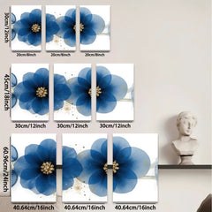 2D flat 1pc Blue Botanical Floral Wall Art Modern Farmhouse Decor Living Room Bedroom Canvas Prints Gallery Wrapped Timeless Artistic