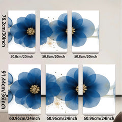 2D flat 1pc Blue Botanical Floral Wall Art Modern Farmhouse Decor Living Room Bedroom Canvas Prints Gallery Wrapped Timeless Artistic