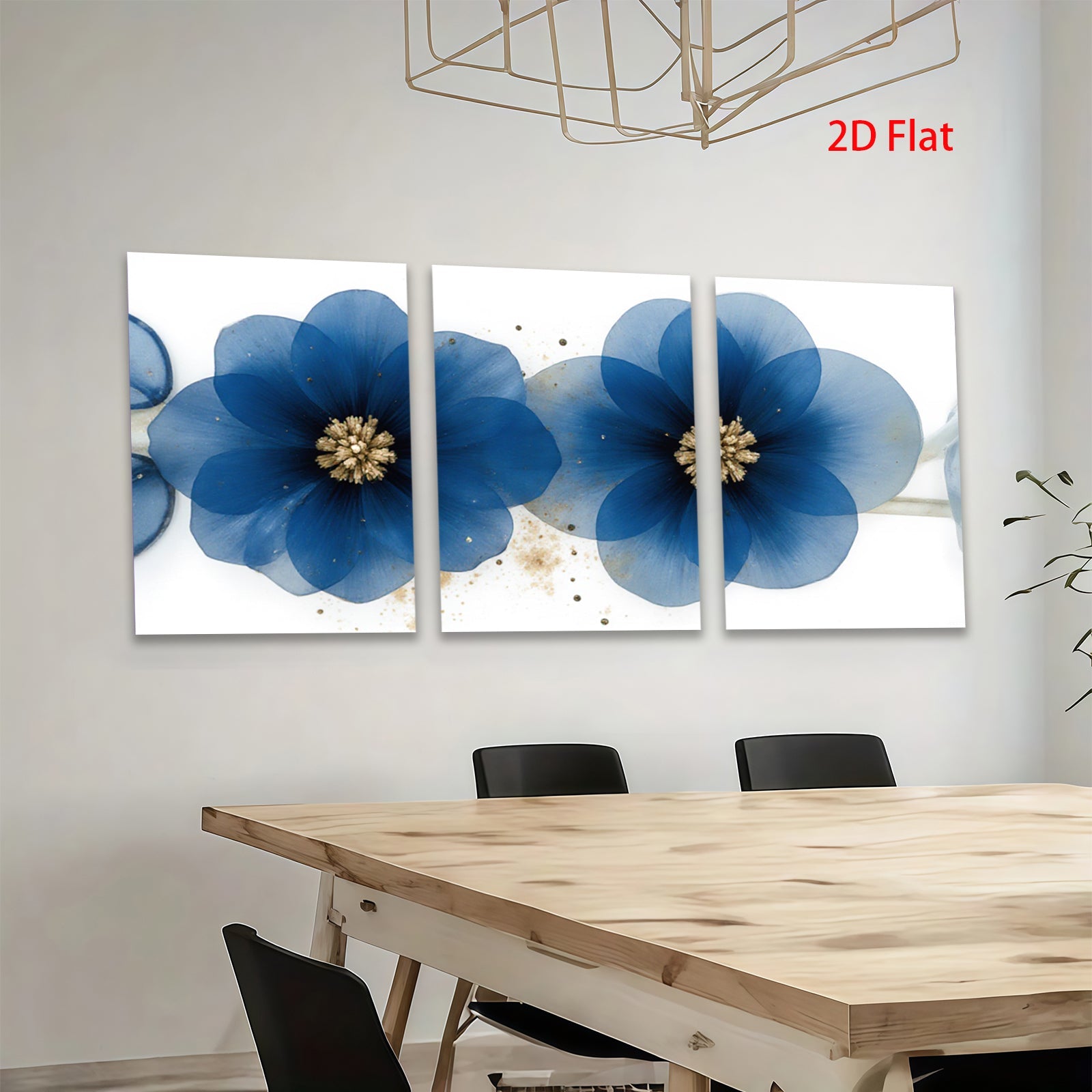 2D flat 1pc Blue Botanical Floral Wall Art Modern Farmhouse Decor Living Room Bedroom Canvas Prints Gallery Wrapped Timeless Artistic
