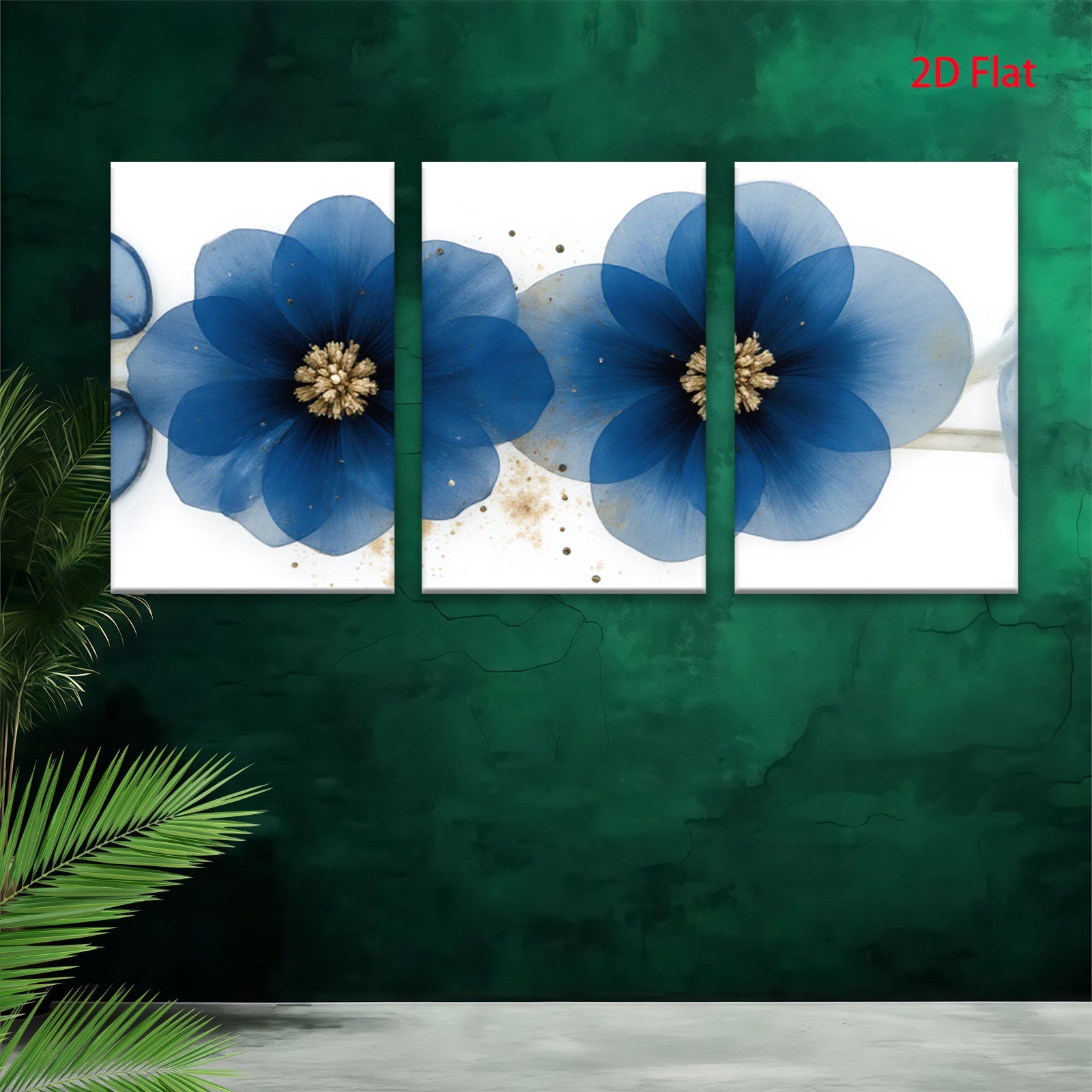2D flat 1pc Blue Botanical Floral Wall Art Modern Farmhouse Decor Living Room Bedroom Canvas Prints Gallery Wrapped Timeless Artistic