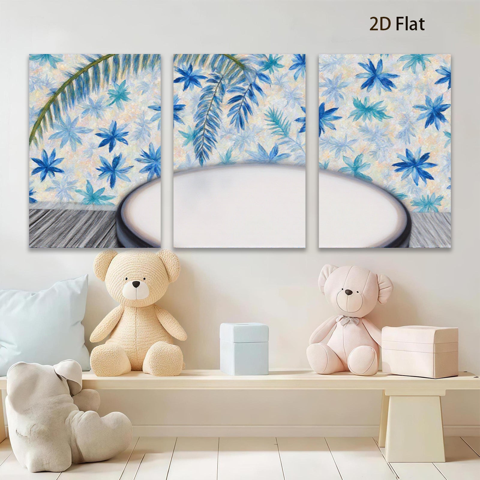 2D flat 1pc Blue Botanical Wall Art Canvas Print for Living Room Bedroom Home Decor Gallery Wrapped Modern Farmhouse Style Trending Now