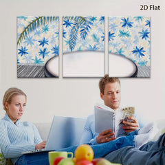 2D flat 1pc Blue Botanical Wall Art Canvas Print for Living Room Bedroom Home Decor Gallery Wrapped Modern Farmhouse Style Trending Now