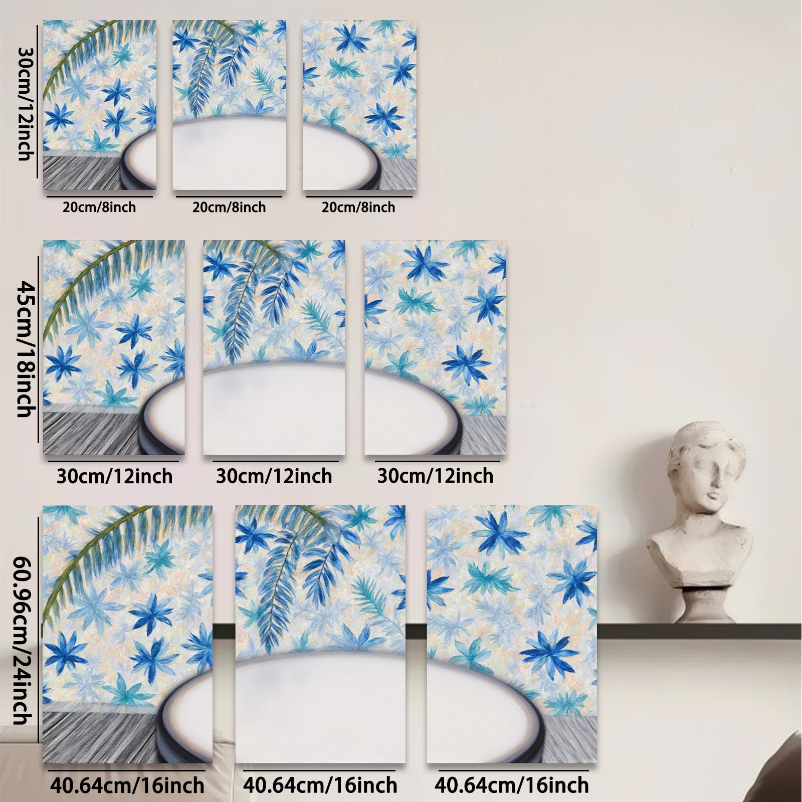 2D flat 1pc Blue Botanical Wall Art Canvas Print for Living Room Bedroom Home Decor Gallery Wrapped Modern Farmhouse Style Trending Now