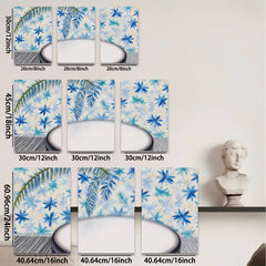2D flat 1pc Blue Botanical Wall Art Canvas Print for Living Room Bedroom Home Decor Gallery Wrapped Modern Farmhouse Style Trending Now