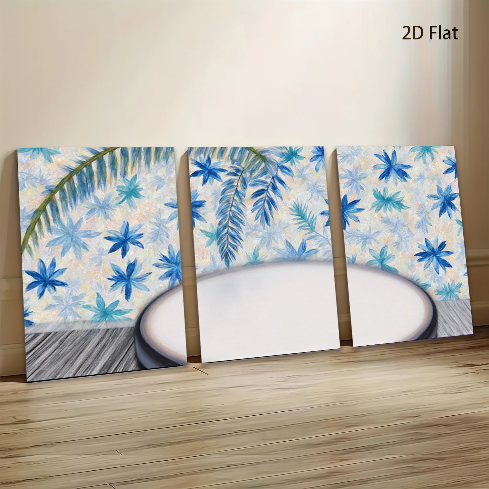2D flat 1pc Blue Botanical Wall Art Canvas Print for Living Room Bedroom Home Decor Gallery Wrapped Modern Farmhouse Style Trending Now