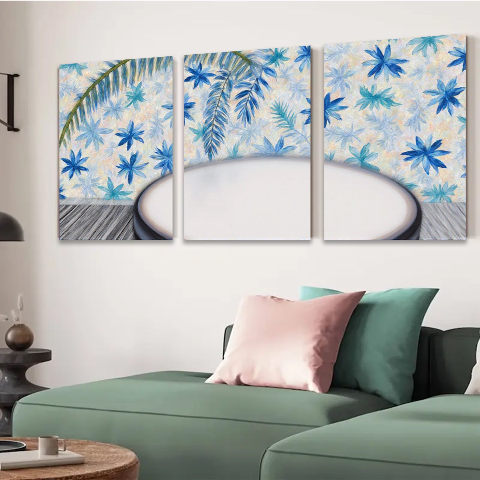 2D flat 1pc Blue Botanical Wall Art Canvas Print for Living Room Bedroom Home Decor Gallery Wrapped Modern Farmhouse Style Trending Now