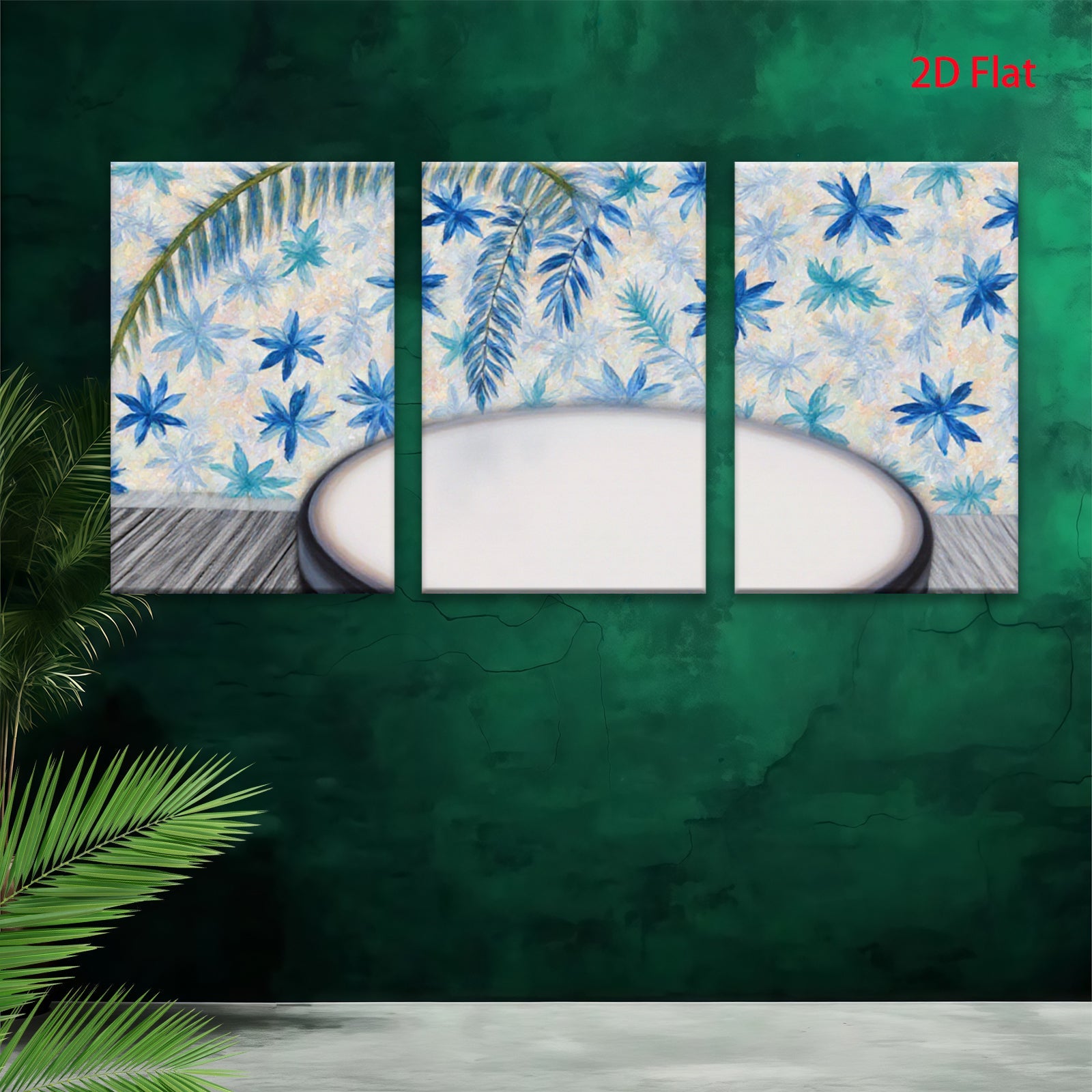 2D flat 1pc Blue Botanical Wall Art Canvas Print for Living Room Bedroom Home Decor Gallery Wrapped Modern Farmhouse Style Trending Now