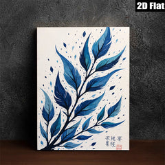 2D flat 1pc Blue Botanical Wall Art Delicate Leaf Painting Modern Farmhouse Decor Living Room Bedroom Gallery Wrapped Canvas Prints Home D��cor