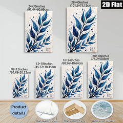 2D flat 1pc Blue Botanical Wall Art Delicate Leaf Painting Modern Farmhouse Decor Living Room Bedroom Gallery Wrapped Canvas Prints Home D��cor